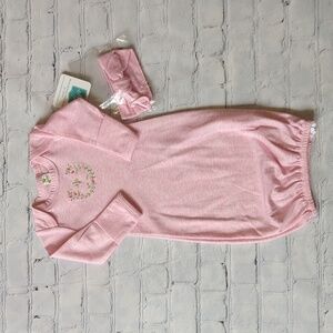 Embroidered Baby Gown with Floral Swag
